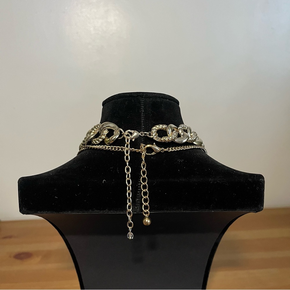 Gold-tone Vintage-style Chunky Chain Statement Necklace Set of 2- Women Jewelry - Picture 6 of 11